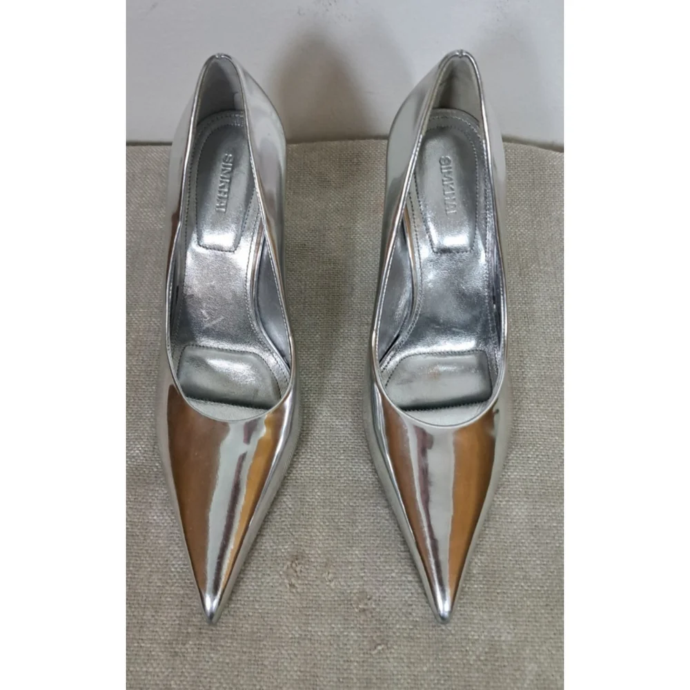 SIMKHAI Shoes Wedge Size EU37-US 7 Silver Mirrored Rhinestone Metallic‎